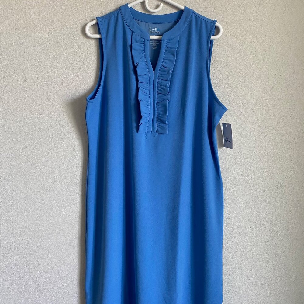 Large Croft & Barrow blue sleeveless dress with ruffled v-neck